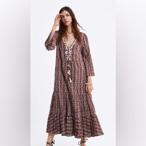 Printed dress with real shells